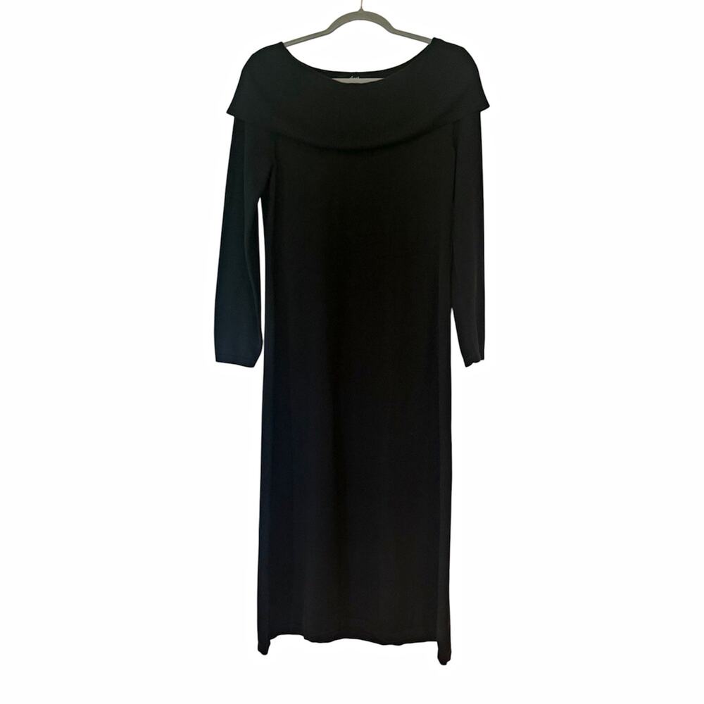 Lennie for Nina Leonard L Black Off Shoulder Sweater Dress